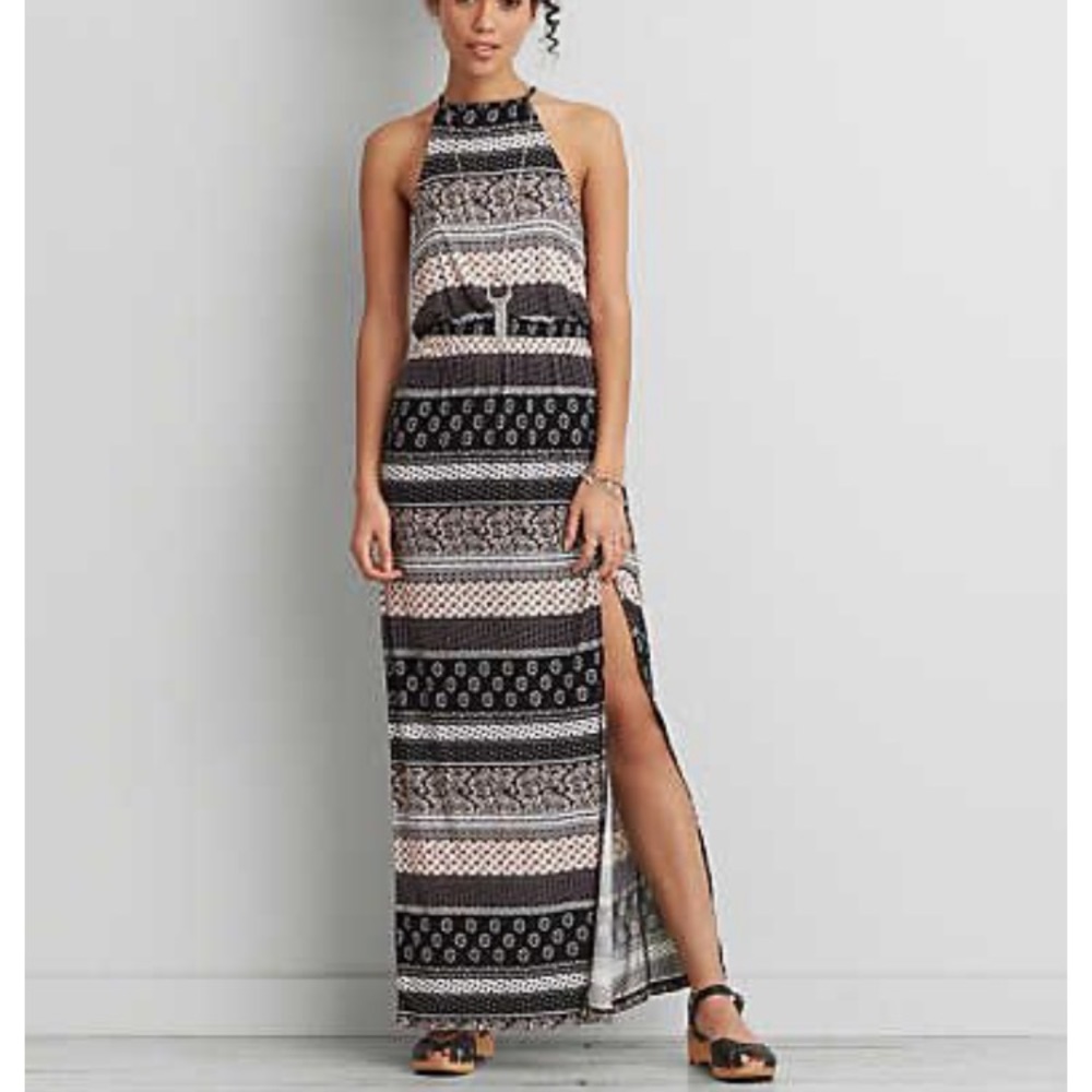 AE soft and sexy high low maxi dress black